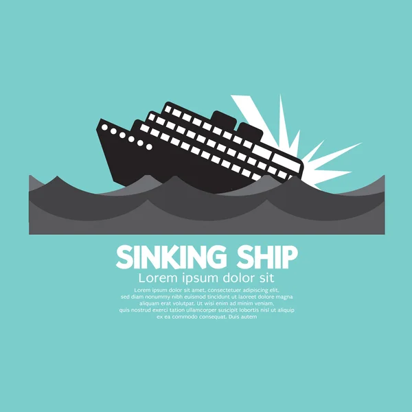 Sinkendes Schiff schwarze Grafik Vektor Illustration — Stockvektor