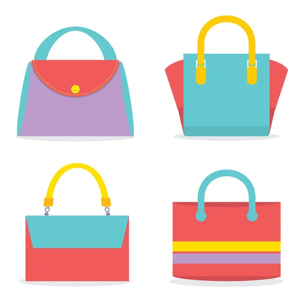 Set de coloridas bolsas de mujer Vector Ilustración — Archivo Imágenes Vectoriales