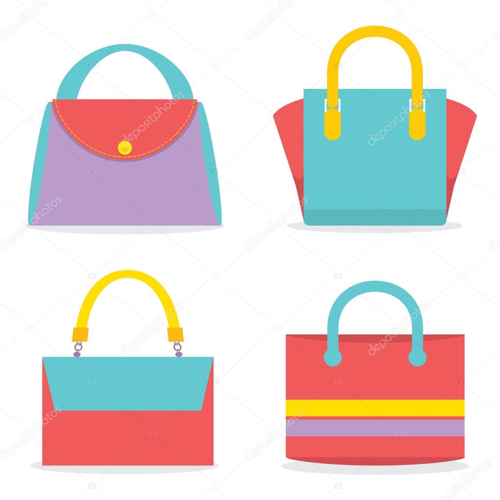 Set Of Colorful Women Bags Vector Illustration