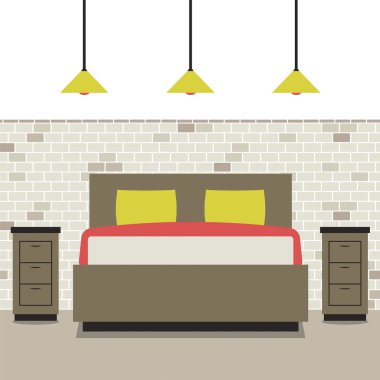 Modern düz tasarım yatak vektör çizim