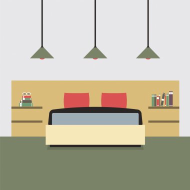 Düz Çift Kişilik Yatak odası vektör tasarlamak