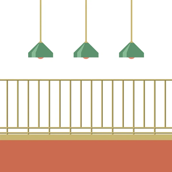Empty Balcony With Ceiling Lamps Vector Illustration — Stock Vector