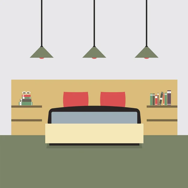 Diseño plano Doble Dormitorio Vector Ilustración — Vector de stock