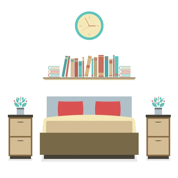 Modern Flat Design Bedroom Vector Illustration — Stock Vector