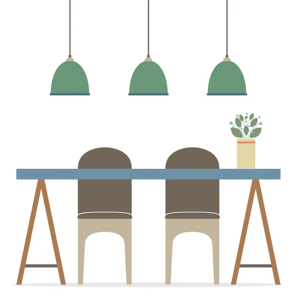 Flache Design Stühle und Tisch Vektor Illustration — Stockvektor
