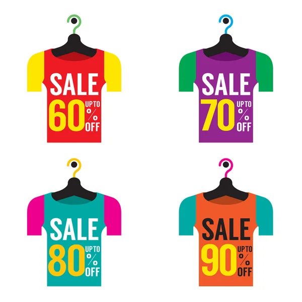 Clothes Hangers With Sale Tag Vector Illustration — Stock Vector