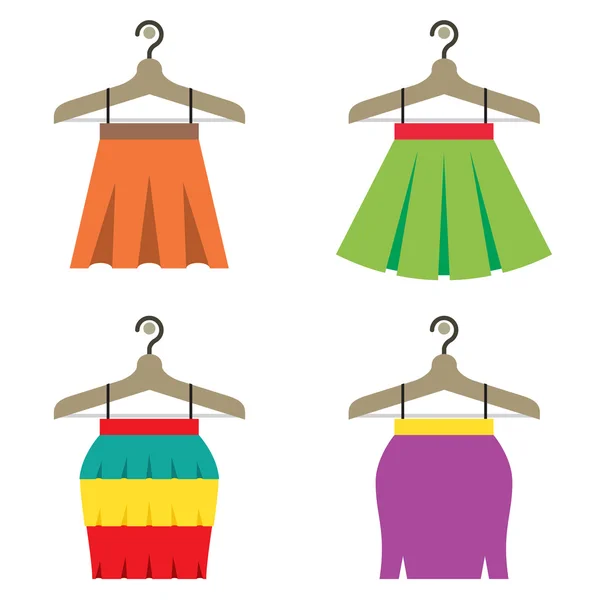 Kleurrijke vrouwen rokken met Hangers vectorillustratie — Stockvector