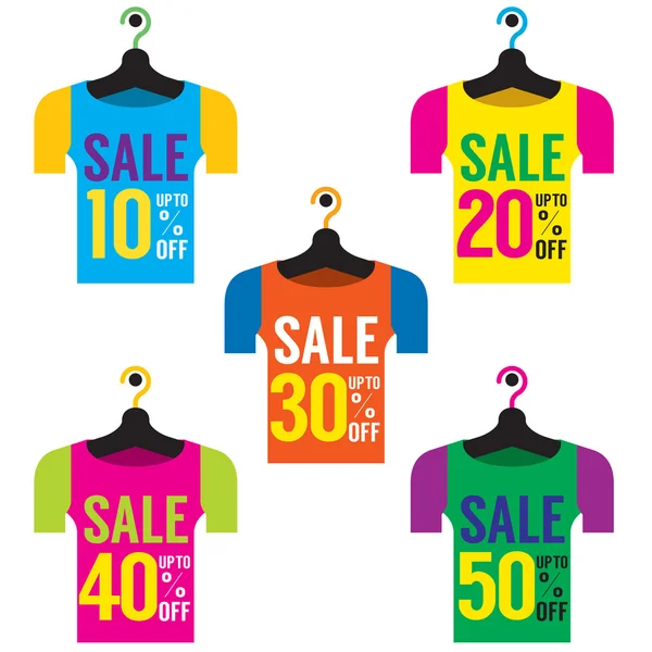Clothes Hangers With Sale Tag Vector Illustration — Stock Vector