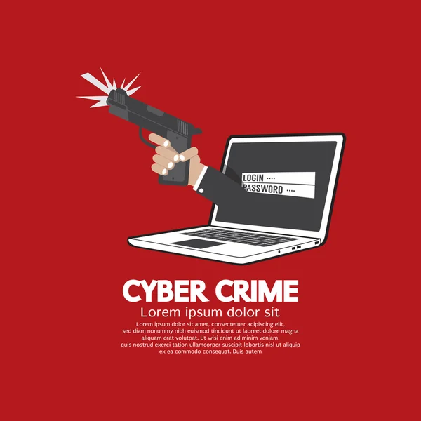 Gun In Hand Cyber Crime Concept Vector Illustration — Stock Vector