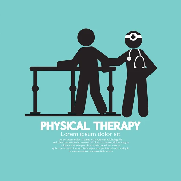 Símbolo preto Fisioterapia Vetor Ilustração — Vetor de Stock