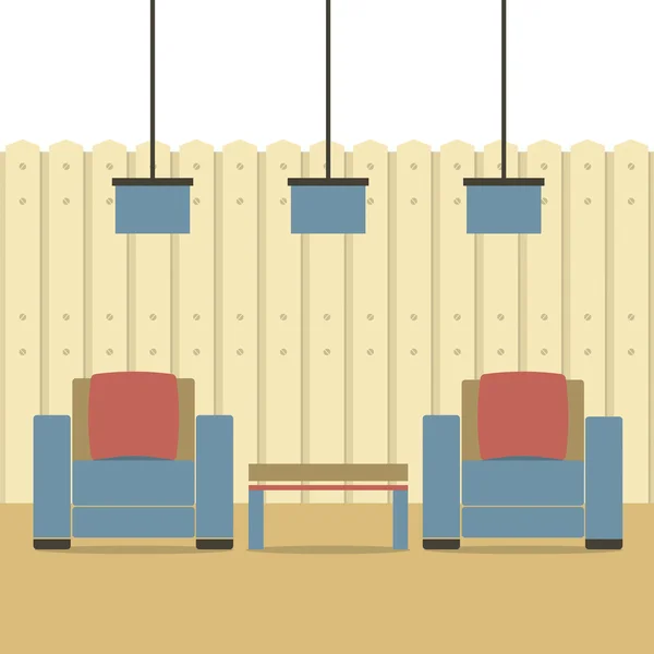 Leere zwei Sofas mit Deckenlampen Vektor Illustration — Stockvektor