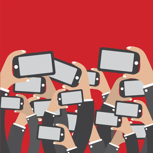 Smartphones In Hands Social Network Concept Vector Illustration — Stock Vector