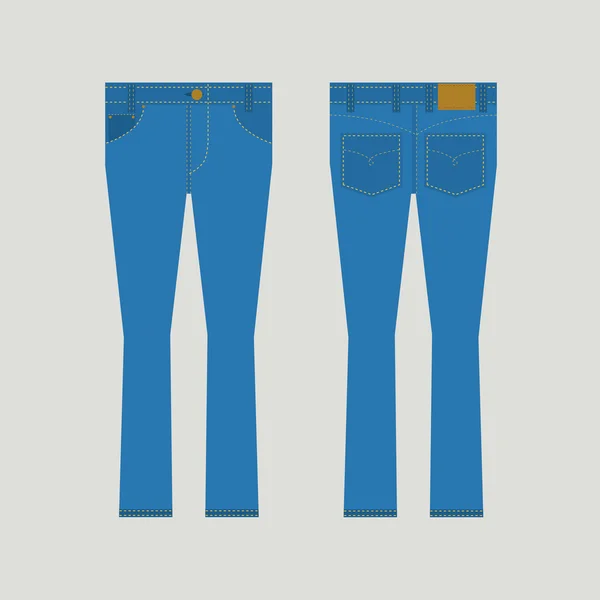 Jeans Vektor-Illustration von Vorder- und Rückseite — Stockvektor