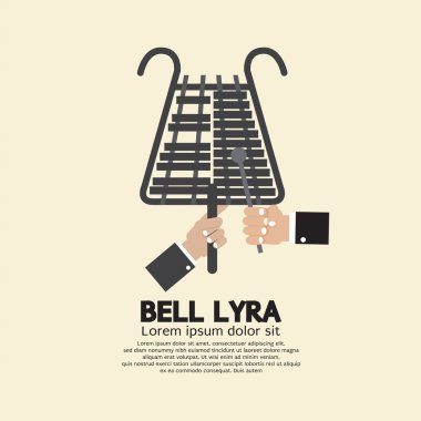 Düz tasarım Bell Lyra eller vektör çizim ile
