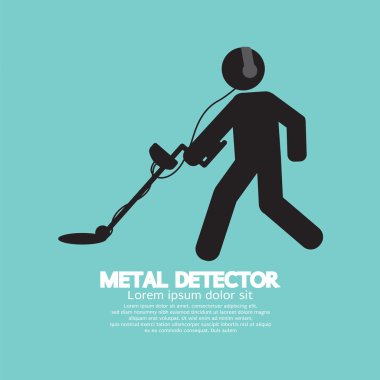 Metal dedektörü siyah grafik sembolünü vektör çizim