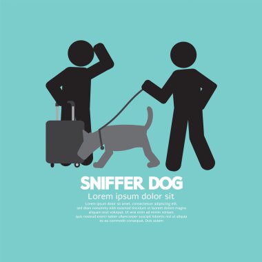 Sniffer Dog Smell At Traveller's Luggage Vector Illustration clipart