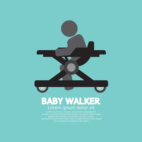 黒シンボル赤ちゃんウォーカー ベクトル図 — ストックベクタ