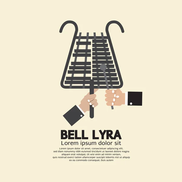 Platte ontwerp Bell Lyra met handen vectorillustratie — Stockvector