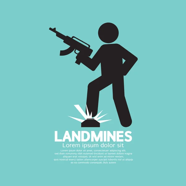 Black Symbol Of A Soldier Step On Landmines Vector Illustration — Stock Vector