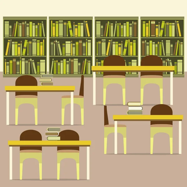 Assentos de leitura vazios em uma biblioteca — Vetor de Stock