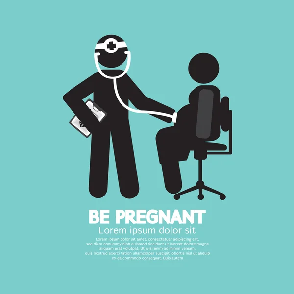 Doctor con una mujer embarazada Símbolo Vector Ilustración — Archivo Imágenes Vectoriales