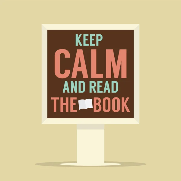 Mantenha a calma e leia o pôster do suporte do livro —  Vetores de Stock