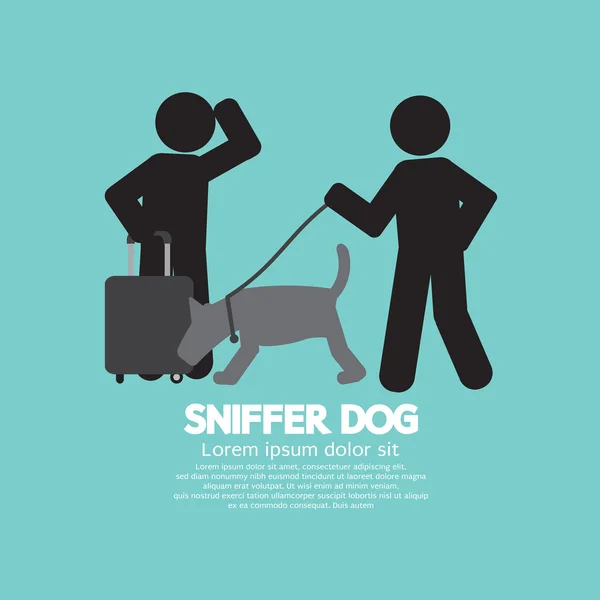 Sniffer Dog Smell At Traveller's Luggage Vector Illustration — Stock Vector