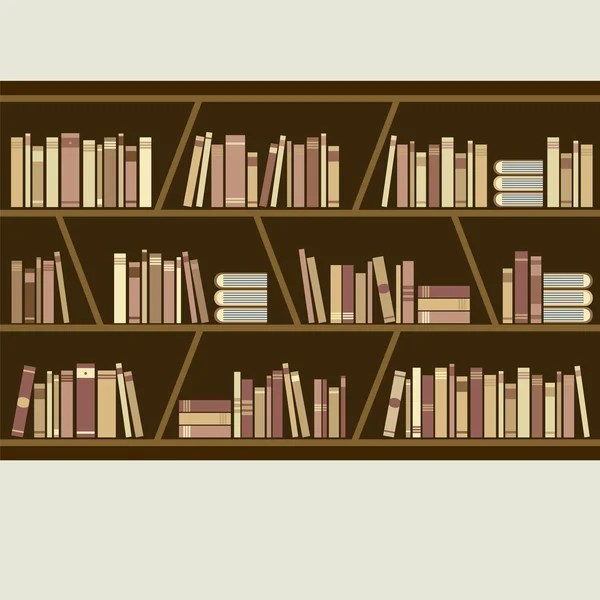 フラットなデザインの茶色の本棚ベクトル図 — ストックベクタ
