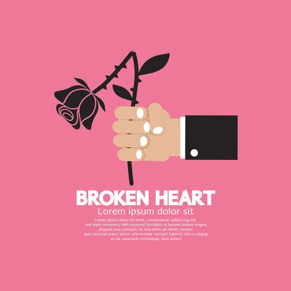 Wither Rose In Hand Broken Heart Concept — Stock Vector