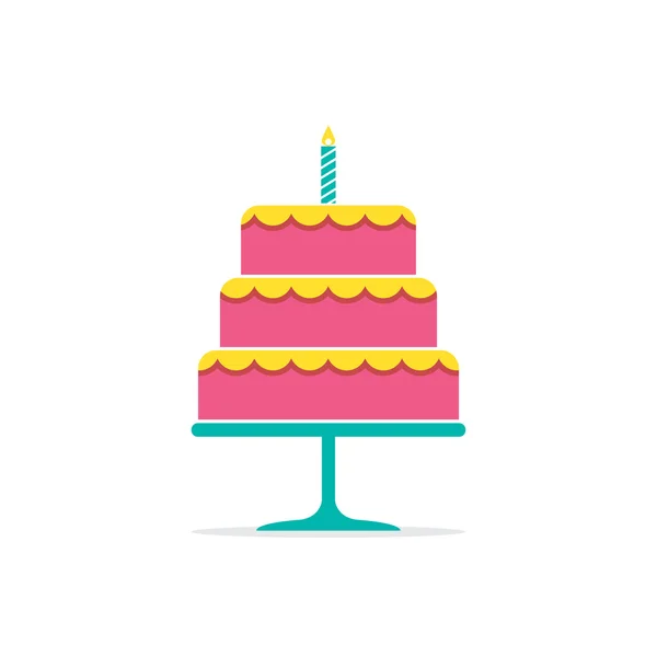 Kleurrijke Stack Cake met een kaars vectorillustratie — Stockvector