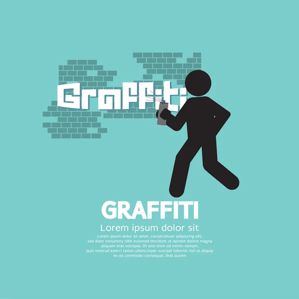 Símbolo gráfico de un hombre rociando graffiti en la pared — Vector de stock