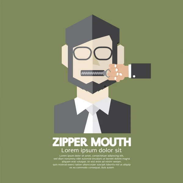 Векторная иллюстрация с плоским дизайном Zipper Mouth Man — стоковый вектор