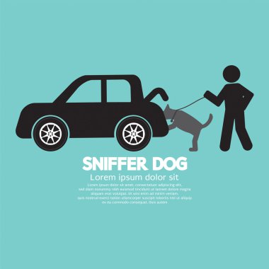Sniffer köpek kokusu, arabanın bagajı vektör çizim