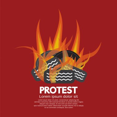 Vektör çizim protesto tarafından lastikler yandı