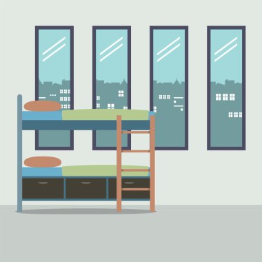 Ranza dört cam Windows vektör Illustratio ile yan görünüm