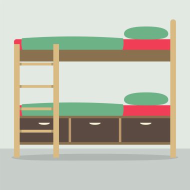 Side View Of Bunk Bed On Floor Vector Illustration clipart