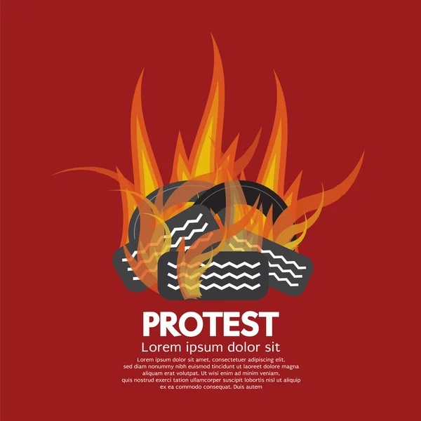 Protest By Tires Burned Vector Illustration — Stock Vector