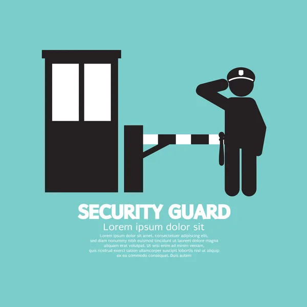 Guardia de seguridad con barrera cerrada Puerta Vector Ilustración — Archivo Imágenes Vectoriales