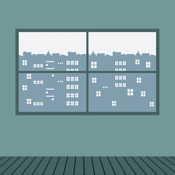 Breites Glasfenster mit Holzboden-Vektorillustration — Stockvektor
