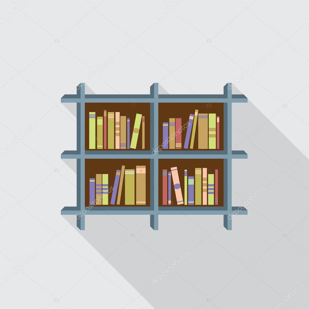 Flat Design Bookshelf On Wall Vector Illustration Stock Vector