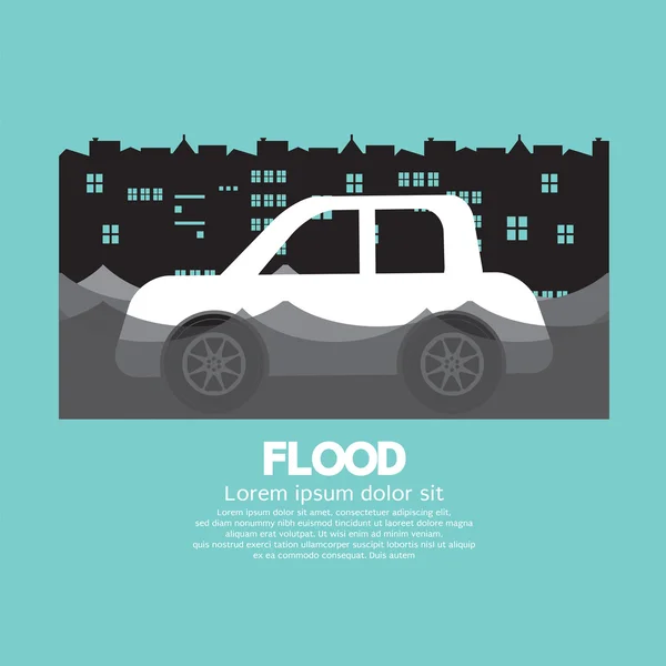 Vista lateral del coche en una ilustración vectorial de inundación — Vector de stock