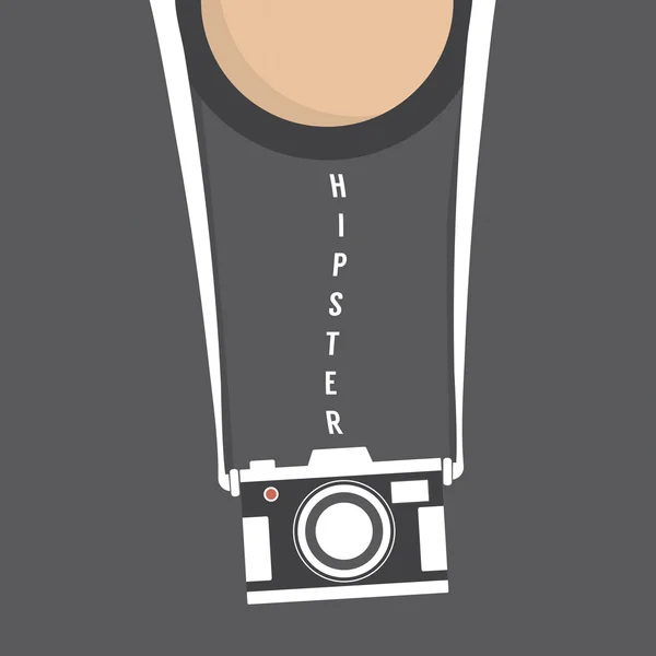 Hipster persoon met Retro Camera vectorillustratie — Stockvector