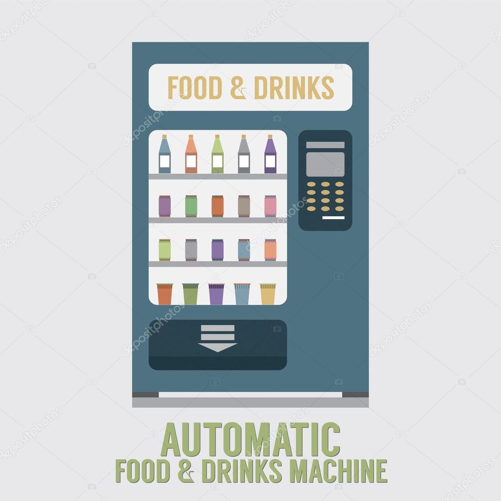 Automatic Food And Drinks Machine Vector Illustration
