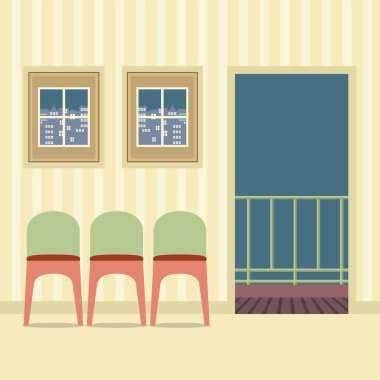 Boş odada üç sandalye illüstrasyon vektör