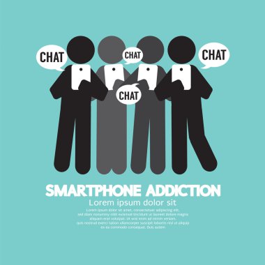 Siyah sembol Smartphone bağımlılığı vektör çizim