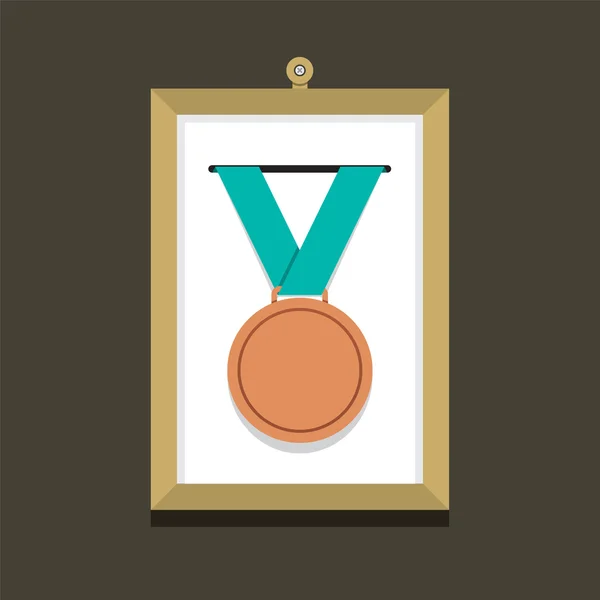 Bronze Medal In A Picture Frame Vector Illustration — Stock Vector