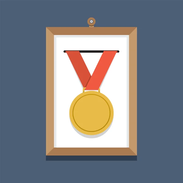 Gouden medaille In een foto Frame vectorillustratie — Stockvector