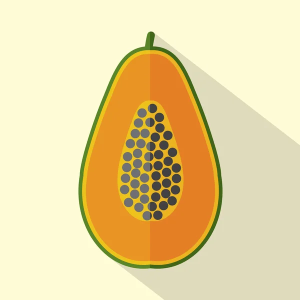 Diseño plano Papaya Icono Vector Ilustración — Archivo Imágenes Vectoriales