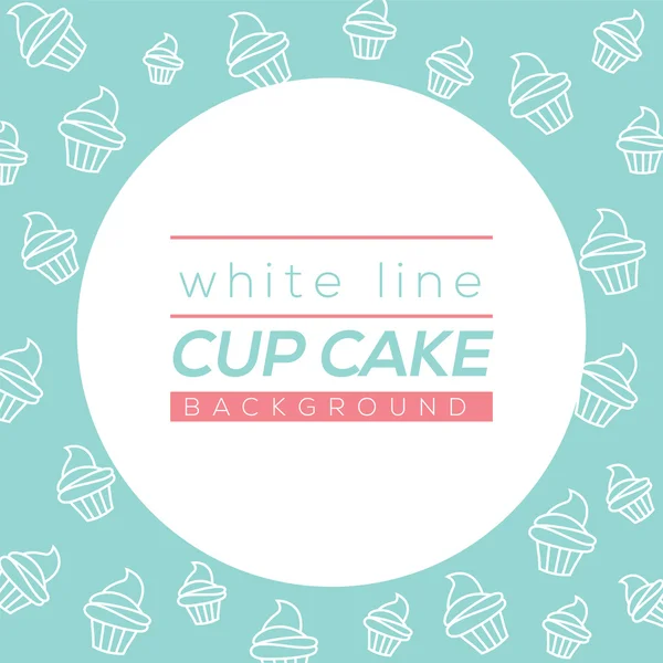 White Line Cup Cake Background Vector Illustration — Stock Vector