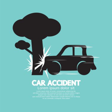 araba kazasında büyük ağaç vektör çizim